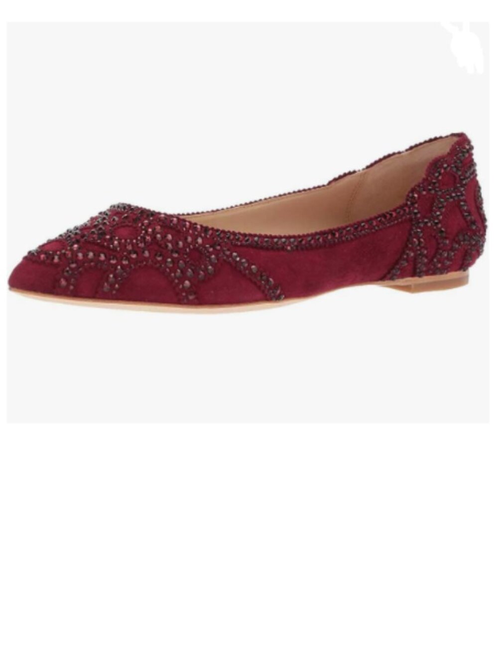 XYD Wine Pointed Toe Rhinestone Flats Mesh Slip-on Crystals Wedding Bride Shoes